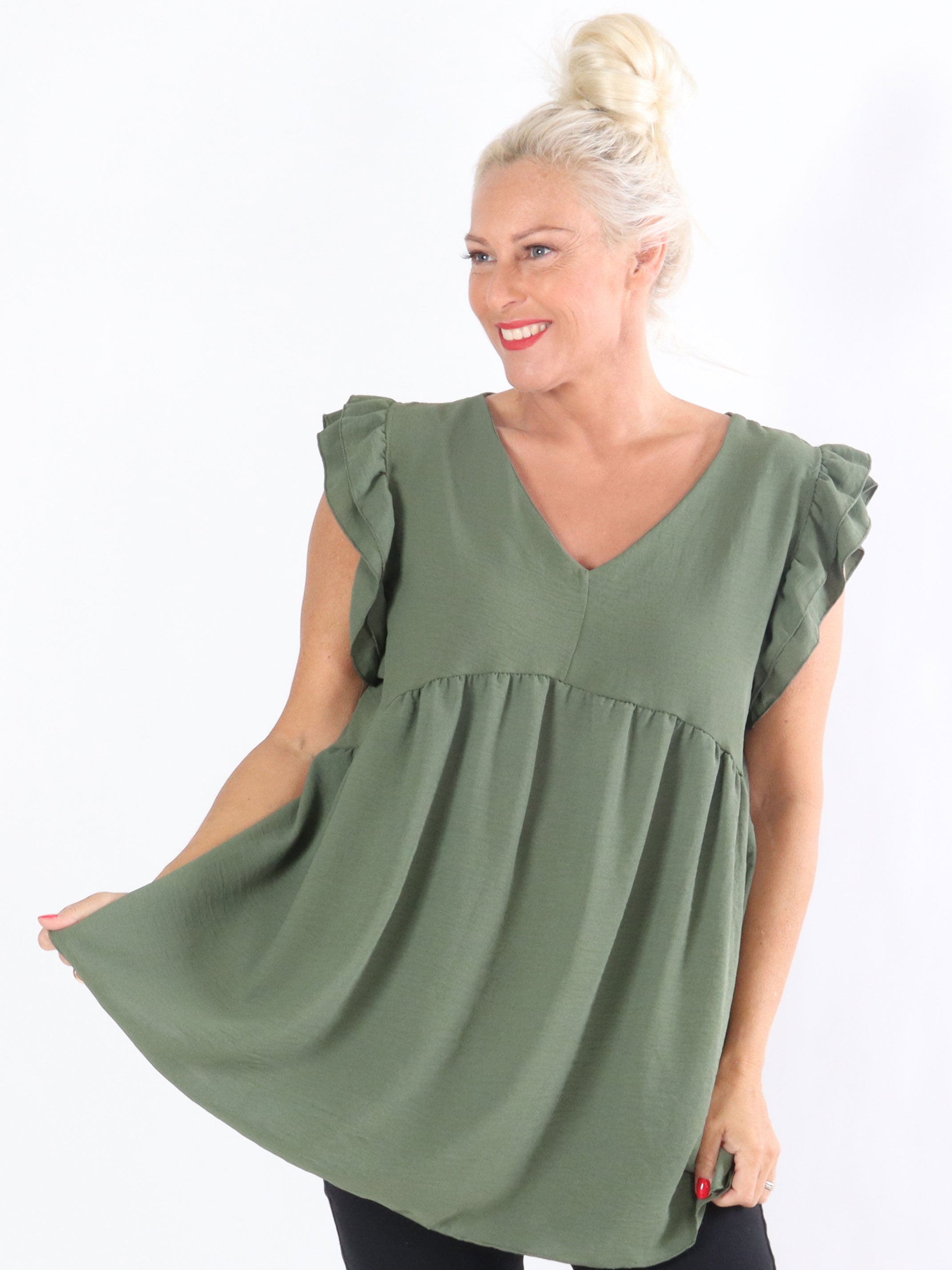 Majse - Tunika med sömnad under bröstet och fina volangärmar